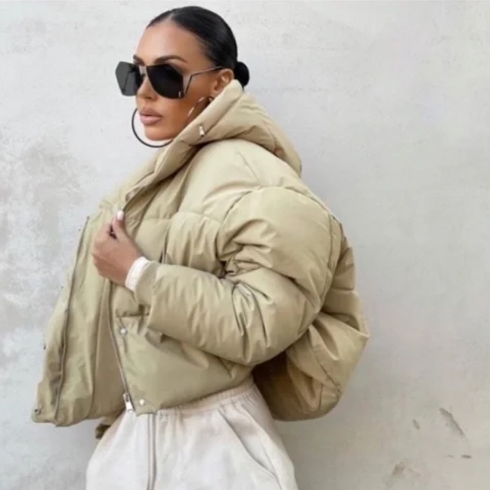 Tan Zara Puffer Jacket